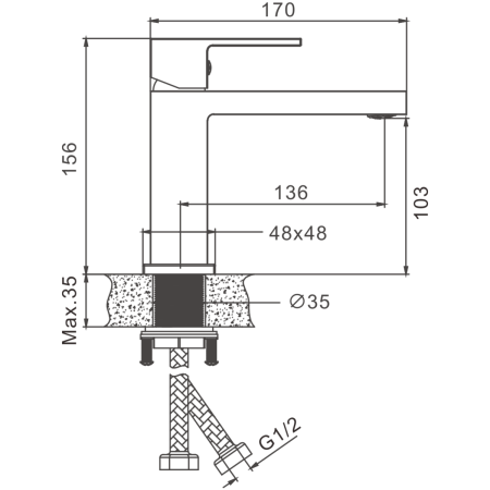 Смеситель BELZ B10613 на раковину хром