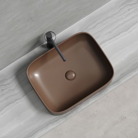 Раковина из сантехнического фарфора Ceramica Nova ELEMENT CN6052MDB 50х40 накладная цвет коричневый без отверстий под смеситель