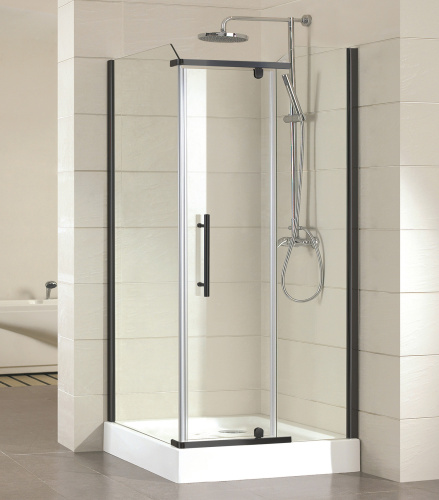 Душевой уголок Azario Edmonton AZ-NNC1231 900 BLACK 90x200 стекло прозрачное профиль черный без поддона - фото 2