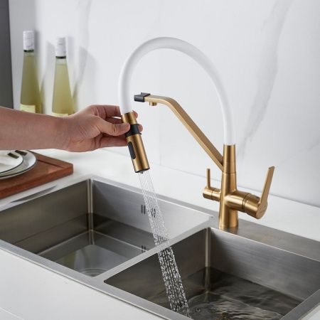 Смеситель для кухни Shevanik S278G на мойку золото