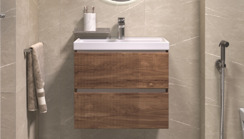 Тумба под раковину Velvex Mondi 359 акация темная 59х36х49 подвесная цвет акация темная - фото 2