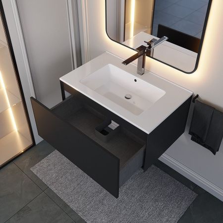 Тумба с раковиной Uperwood Parma Premium 39330205464 80х50 цвет черный