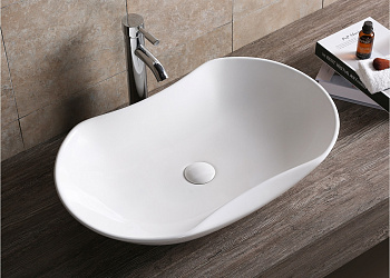 Раковина из сантехнического фарфора Cerutti SPA CR7031 67х42 накладная цвет белый без отверстий под смеситель