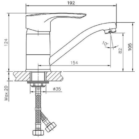 Смеситель Haiba HB66 HB4566-2 на раковину хром