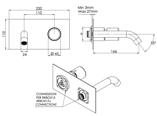 Смеситель для раковины Daniel Trilogy TG632KBDP встраиваемый в стену брашированное золото - фото 2