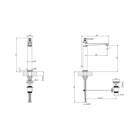 Смеситель Gessi Venti20 65003#031 на раковину хром