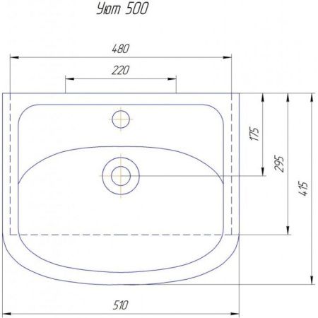 Раковина из сантехнического фаянса СанТа Уют50 50х40 накладная цвет белый