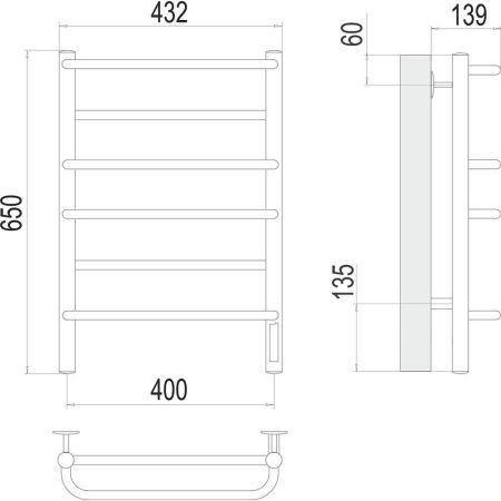 Полотенцесушитель электрический Terminus 4670078531261 45х65 хром