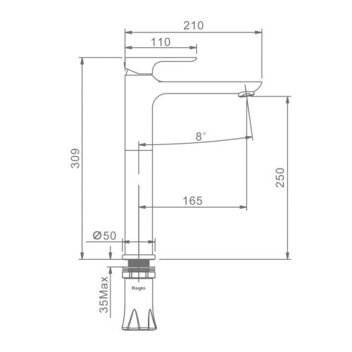 Смеситель Raglo R03 R03.15.09 на раковину графит - фото 2