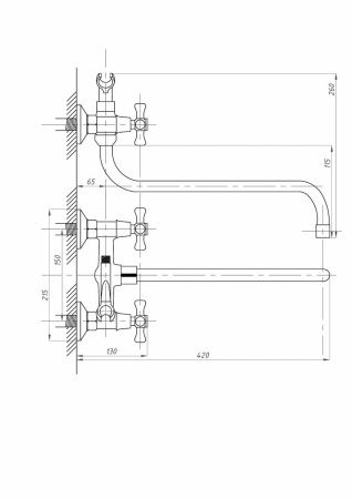 Смеситель для ванны и душа FAUZT FZs-511-07 настенный хром