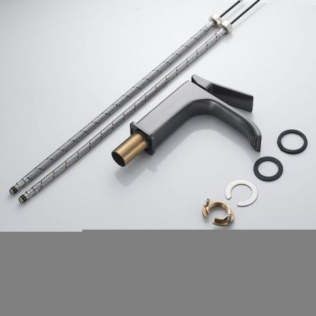 Смеситель Shevanik S4001T на раковину оружейная сталь