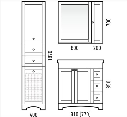 Тумба под раковину Corozo Техас SD-00000323 77х44х85 - фото 2