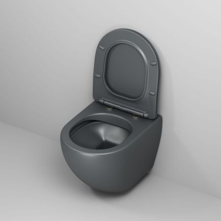 Унитаз подвесной Grossman Color GR-4455GMS серый с сиденьем микролифт безободковый каскадный смыв