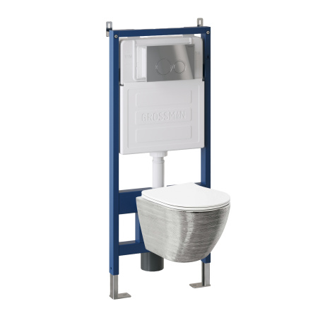 Инсталляция + кнопка смыва + унитаз Grossman Galaxy 97.4455SWS.01.100