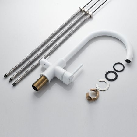 Смеситель для кухни Shevanik S128C на мойку белый