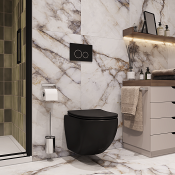 Унитаз подвесной Cerutti SPA CT9160 черный матовый с сиденьем микролифт безободковый каскадный смыв