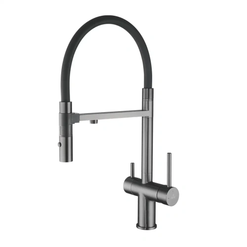 Смеситель для кухни Rose R958T на мойку пепельный - фото 2