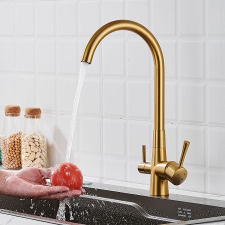 Смеситель для кухни Shevanik S428G на мойку золото