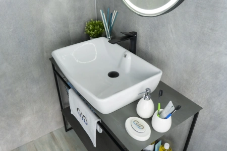 Раковина керамическая Gid Geométrico 51123 59х42 накладная цвет белый без отверстий под смеситель