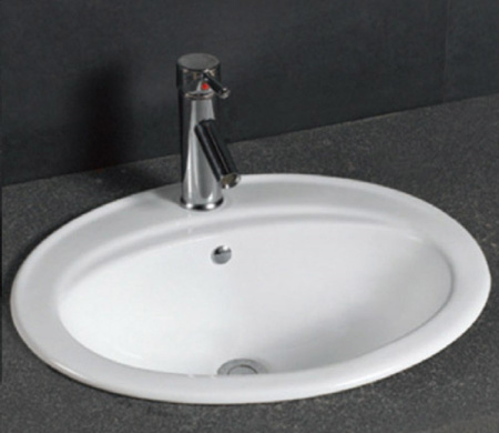 Раковина из санфаянса CeramaLux 9413 56х48 встраиваемая цвет белый 1 отверстие под смеситель