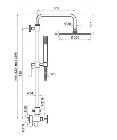 Душевая стойка Emmevi 3100284/BR настенная цвет бронза