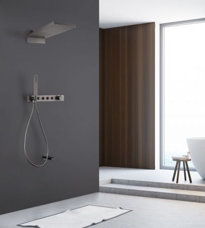 Душевая система Abber AF8753NG встраиваемая в стену цвет нержавеющая сталь с термостатом