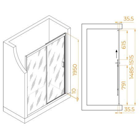 Душевая дверь RGW Passage 350801715-11 150х195 стекло прозрачное профиль хром