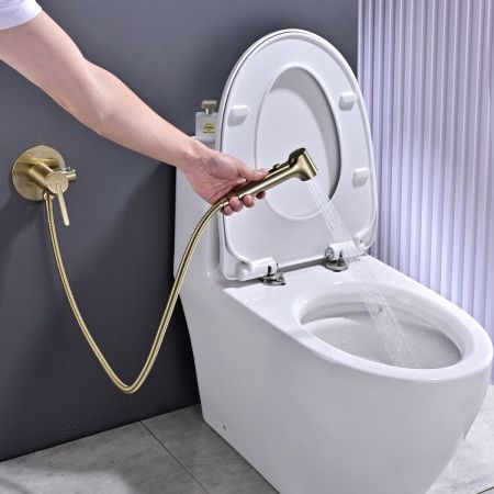 Гигиенический душ со смесителем Rose R235G золото