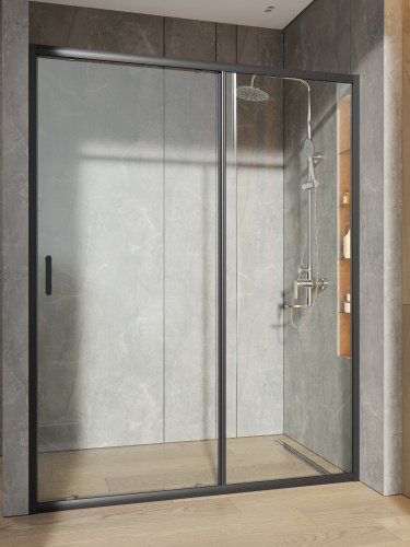 Душевая дверь Orange E02-150TB 151х190 стекло прозрачное профиль черный - фото 3