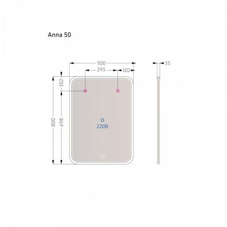 Зеркало с подсветкой Alavann Anna ALV0016001 50х80 подвесное