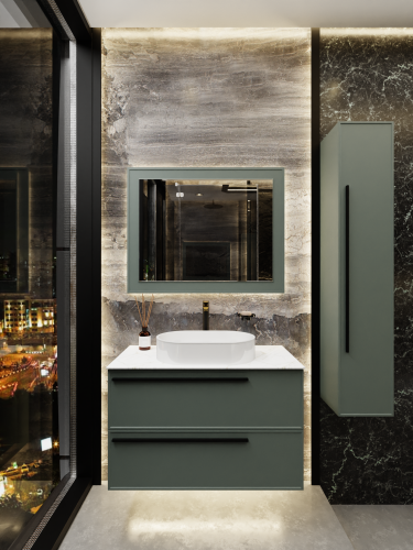 Тумба со столешницей La Fenice ELBA TWIN NFNC-01-ELB-G-100-2-3-GG 100х62х49 подвесная цвет серый/зелёный - фото 4