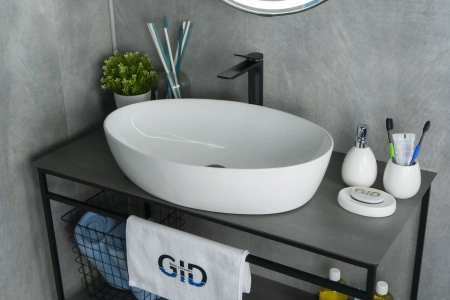 Раковина керамическая Gid Lago 51148 60х40 накладная цвет белый без отверстий под смеситель