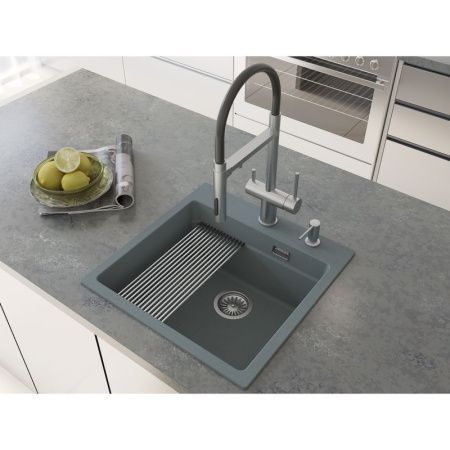 Кухонная мойка Grandex Aqua 500402 51х51 цвет серый поверхность матовая