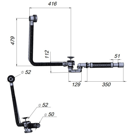 Слив-перелив Am.Pm W90A-1000-OFL