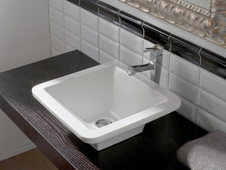 Раковина из санфаянса Scarabeo Butterfly 4001 40х40 накладная цвет белый 1 отверстие под смеситель