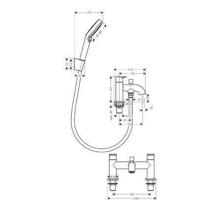 Смеситель Hansgrohe Vernis Blend 71461670 на борт ванны черный