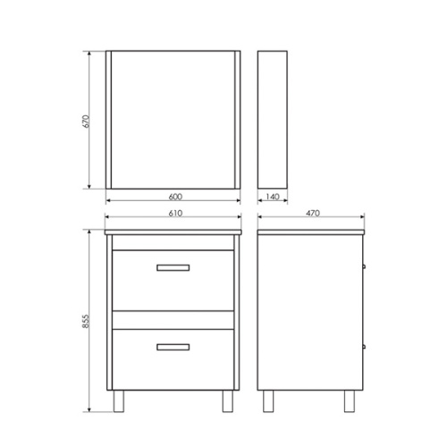 Тумба с раковиной Comforty Тулуза 00-00016585CF 61х47х85,5 - фото 2