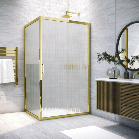 Душевой уголок Vegas-Glass ZP+ZPV TUR+NOVO ZP+ZPV TUR NOVO 165*90 09 Moru 165х90 стекло рифленое профиль золото глянцевое без поддона