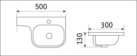 Раковина из санфаянса CeramaLux 78365 50х30 подвесная цвет белый 1 отверстие под смеситель