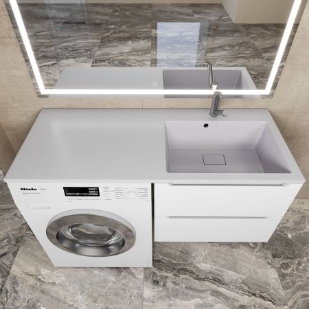 Раковина из искусственного камня Uperwood Cosmos Quartz RCosmos120RJ 120х50 над стиральной машиной цвет белый