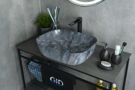 Раковина керамическая Gid Geométrico 54401 50х40 накладная цвет многоцветный без отверстий под смеситель