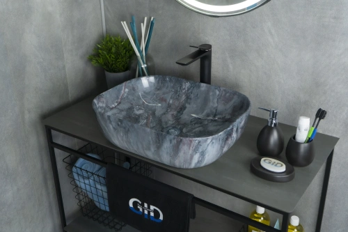 Раковина керамическая Gid Geométrico 54401 50х40 накладная цвет многоцветный без отверстий под смеситель - фото 2