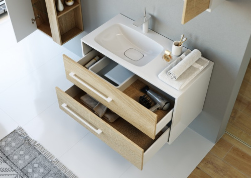 Тумба под раковину Aqwella Y Mai.01.09/L 92х45х53 подвесная цвет белый/коричневый - фото 4