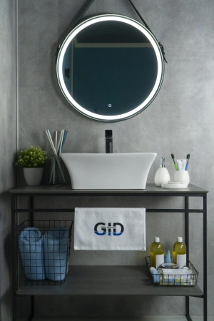 Раковина керамическая Gid Geométrico 51121 50х40 накладная цвет белый 1 отверстие под смеситель