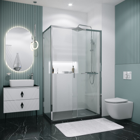 Боковая стенка Grossman Style 200.K33.05.100.10.00 100x195 стекло прозрачное профиль хром