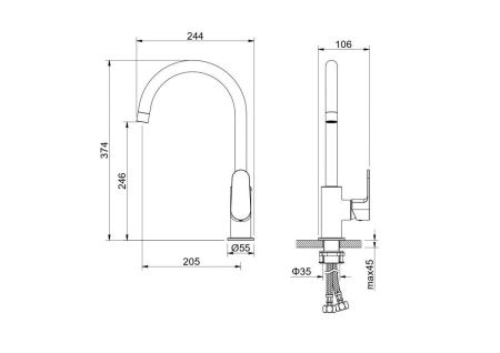 Смеситель для кухни Aquatek Оберон AQ1282BG на мойку золото