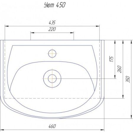 Раковина из сантехнического фаянса СанТа Уют45 50х40 накладная цвет белый