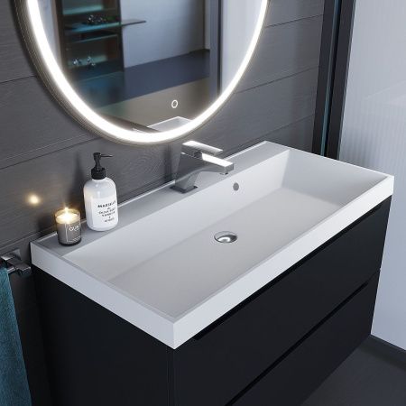 Раковина из искусственного камня Uperwood Classic Quartz 293020632 100х50 полувстраиваемая цвет белый