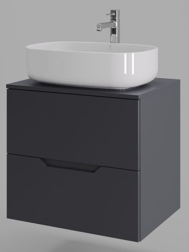 Тумба с раковиной Orange Line Li-60TugMDF+B07-540W 60х50 подвесная цвет черный