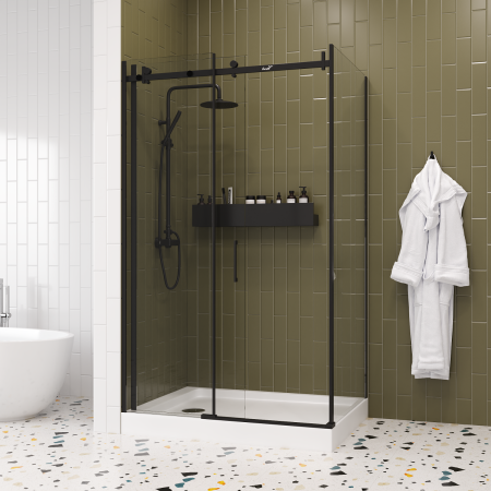 Душевой уголок Cerutti SPA CEZA'S120B 120х90 стекло прозрачное профиль черный без поддона